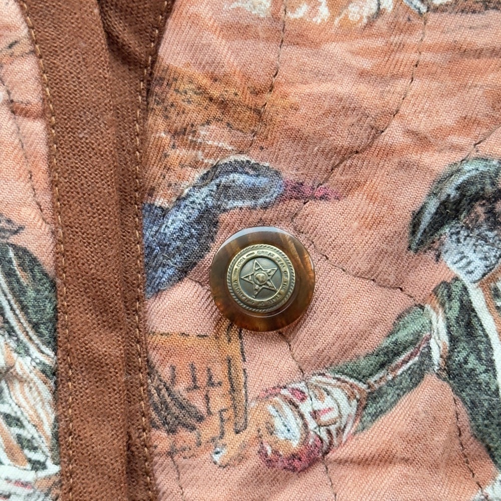 Vintage A.C. Camarlinghi Quilted Hunting Toile Vest Men's S Brown Italy Western - Picture 3 of 8